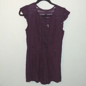 Xhilaration Purple Lace Romper with Cap Sleeves Junior Women's Size M